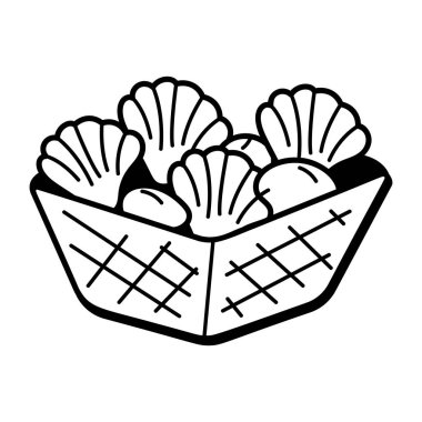 Kabuk Sepeti simgesi el çizimi biçimi 