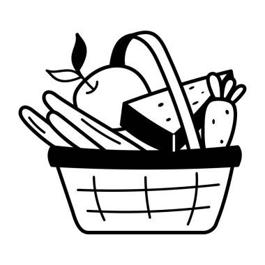 Elle çizilmiş meyve sepeti simgesi 