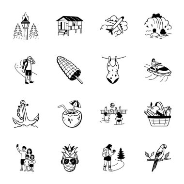 Yaz Faaliyetleri Koleksiyonu Simgeleri Dondur 