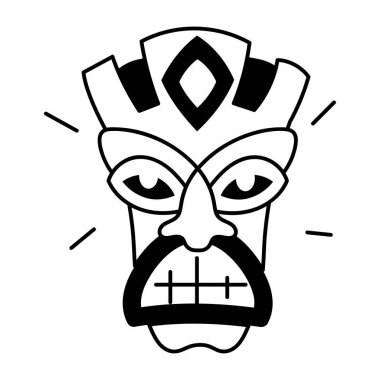 Meksika maskesi simgesi, beyaz arkaplanda özet biçimi 