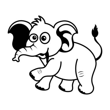 Küçük şirin fil çizgi film ikonunun vektör çizimi