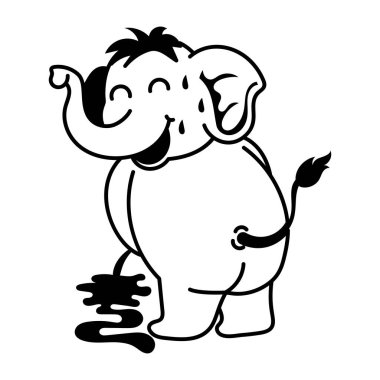 İşeyen filin karalama çizimi