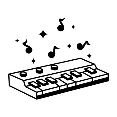 Müzik notalı karikatür müzikal klavyenin vektör çizimi