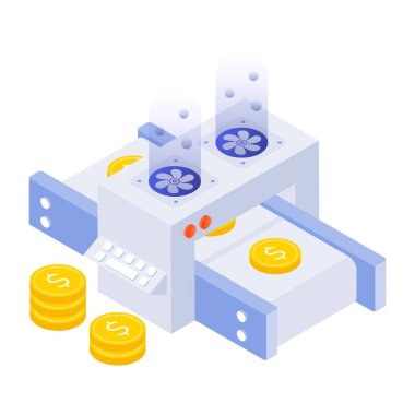 Nakit kasa vektör illüstrasyonunun izometrik simgesi 