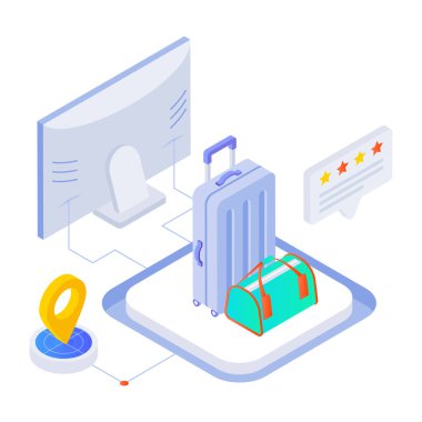 seyahat ve tatil konsepti izometrik vektör çizimi