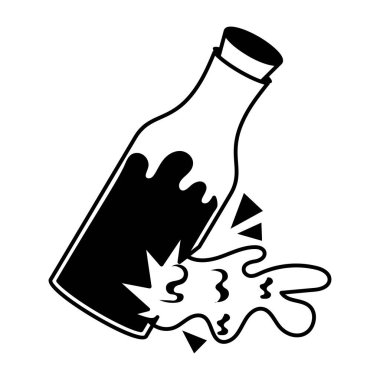 Beyaz arka planda kırık şişe, vektör  