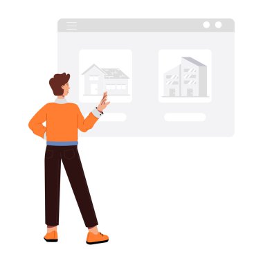 Web sayfası illüstrasyonlu emlakçı 