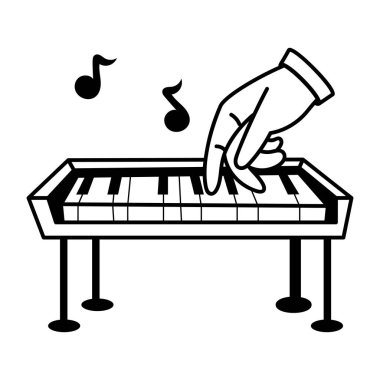 El piyano çalıyor. Karalama biçiminde vektör illüstrasyonu.
