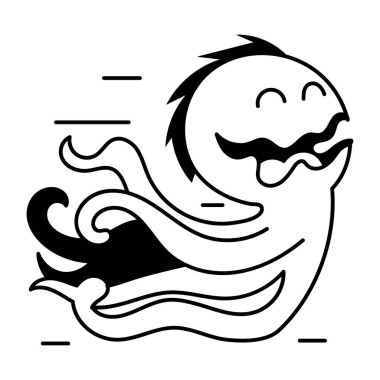  beyaz arkaplanda ahtapot çizgi film karakteri