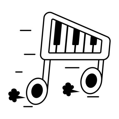 müzik piyano aracı ikon vektör illüstrasyonu