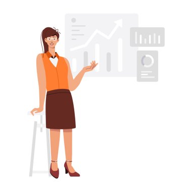 Grafik vektör illüstrasyonlu iş kadını 