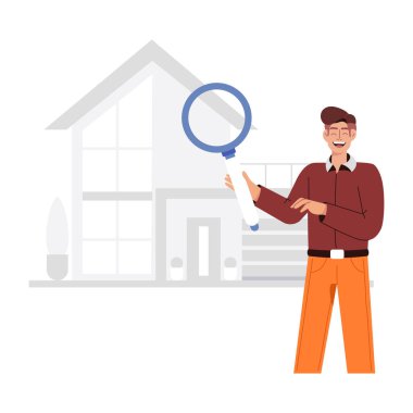 Büyüteç vektör çizimine sahip emlakçı