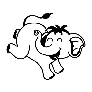 Gülümseyen şirin filin vektör karikatürü. beyaz arkaplanda izole.