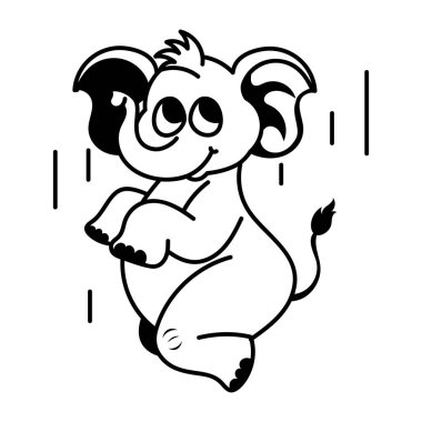 Küçük şirin fil vektör illüstrasyonu 