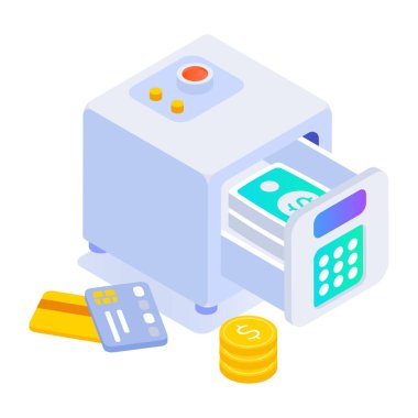 Para ve doların vektör izometrik simgesi