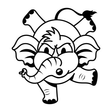 Beyaz arka plan üzerinde fil çizgi film illüstrasyon