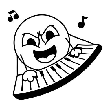 Müzikal notalı karalama piyano. Beyaz üzerine izole edilmiş vektör illüstrasyonu.