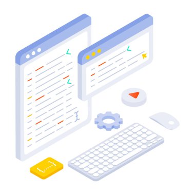 Kodlama verisinin izometrik vektör çizimi