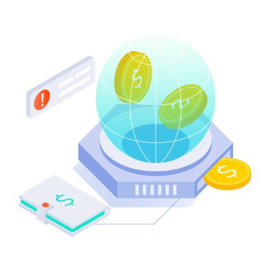 Kripto para birimi izometrik ikon vektör çizimi