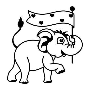 Bayrak ikonlu çizgi film fili 