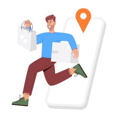 Akıllı telefon vektör illüstrasyon tasarımı olan adam