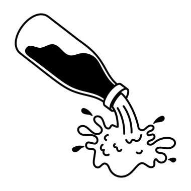 Şişeden akan su, vektör illüstrasyonu 