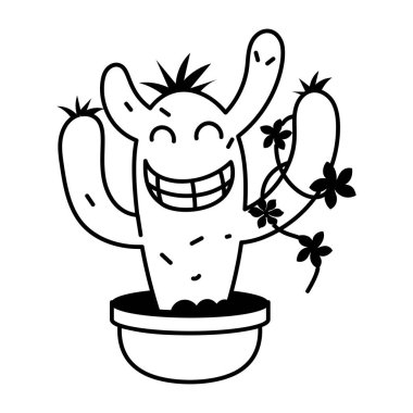 Tencerede siyah beyaz kaktüs var. 
