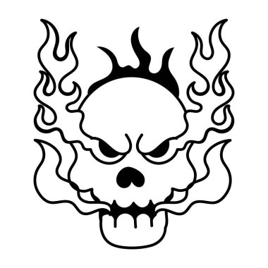 Alevli bir kafatasının vektör çizimi 