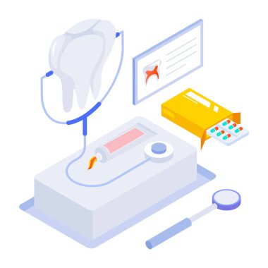 Ayrı simgelerle diş sağlığı kliniği bileşimi