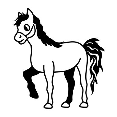 Şirin at çizgi filmi izole edilmiş ağ simgesi