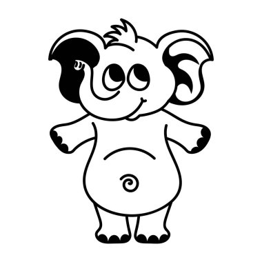 Çizgi film komik filin web çizimi