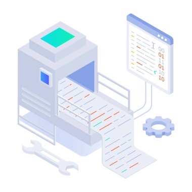 Veri merkezinin izometrik vektör çizimi 