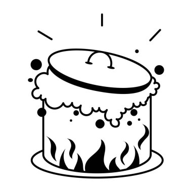 Yanan kapaklı kaynatma kabı, vektör çizimi