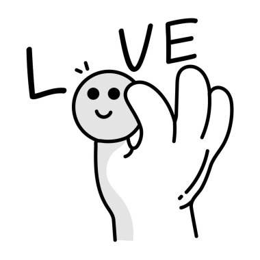Sevgi işaretiyle el, vektör çizimi