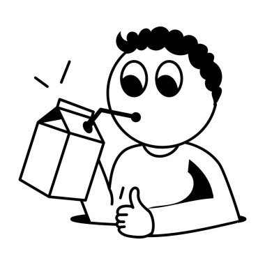 Mutlu çocuk çizgi film karakteri meyve suyu, vektör çizimi