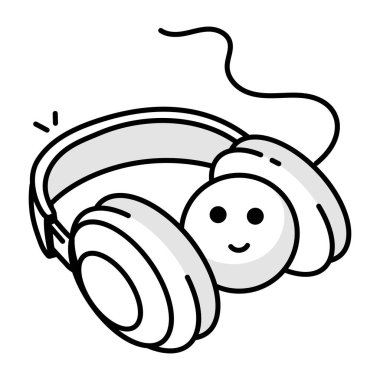 headphones with smile icon vector illustration 