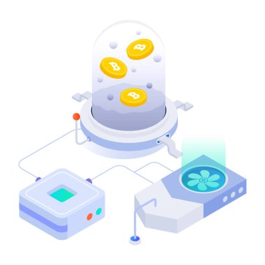 Paralı izometrik bitcoin, engelleme zinciri kavramı.