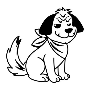 Tatlı köpeğin çizgi film çizimi. Beyaz arka planda izole edilmiş. vektör