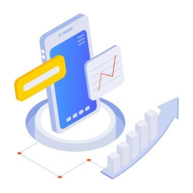 İzometrik mobil uygulama. 3d oluşturma