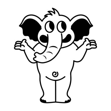 Sevimli fil hayvan karakter karikatür çizimi