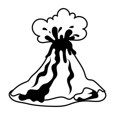 Volkan simgesi, ana hatlı biçim vektör çizimi tasarımı