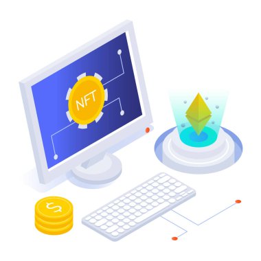 izometrik kripto para birimi, vektör illüstrasyonu