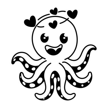 Kalpli ahtapotun vektör çizimi 