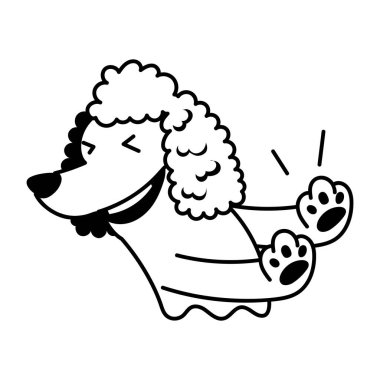 Sevimli mutlu köpek çizgi film karakteri çizimi