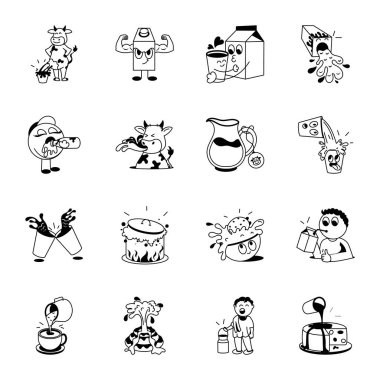 şirin karalama simgelerinin vektör kümesi