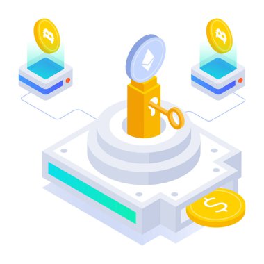 Kripto para para simgesi vektör illüstrasyonu