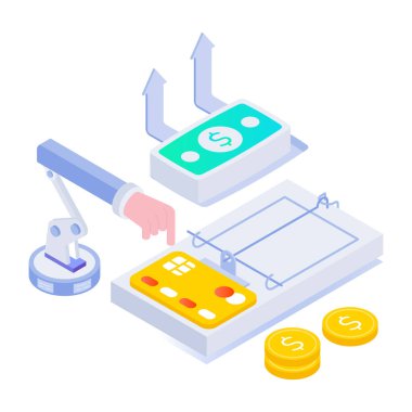 para ve finans izometrik vektör çizimi