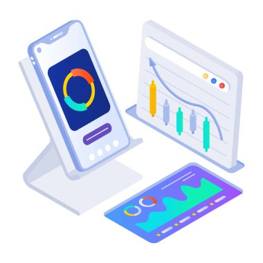 Çizelgesi olan bir cep telefonu, vektör çizimi