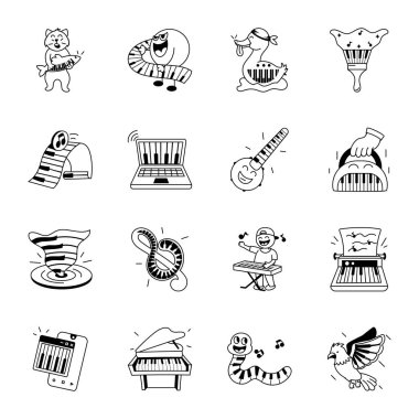 şirin karalama simgelerinin vektör kümesi