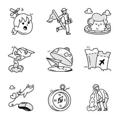 şirin karalama simgelerinin vektör kümesi